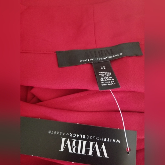 WHBM Long Sleeve V Neck Blouse Deep Red - Picture 6 of 12